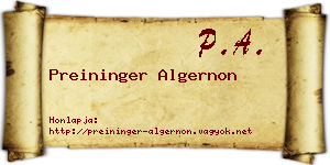 Preininger Algernon névjegykártya